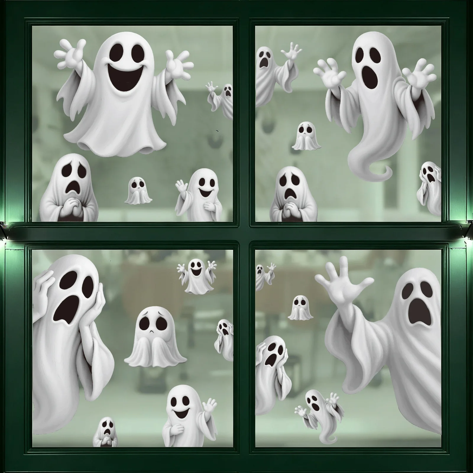 Halloween Spooky Ghost Static Cling Funny Ghost Window Stickers Horror Themed Party Decoration Glass Sticker Halloween Decor