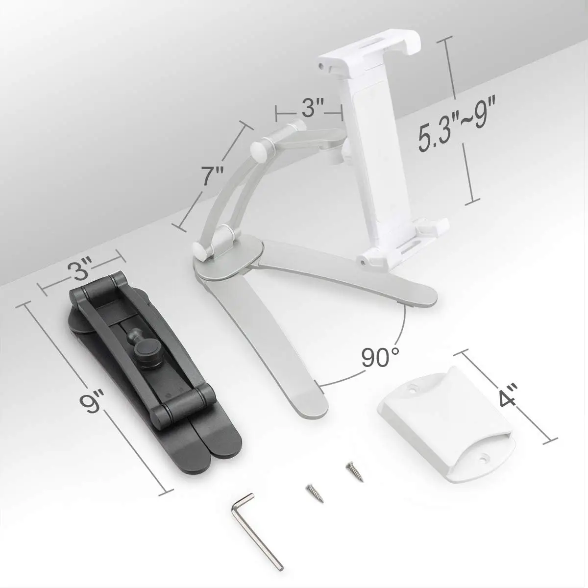 Soporte de pared para tableta y teléfono móvil, accesorio de Metal giratorio de 360 °, dispositivos de 5-13,5 "para IPad, IPhone, escritorio