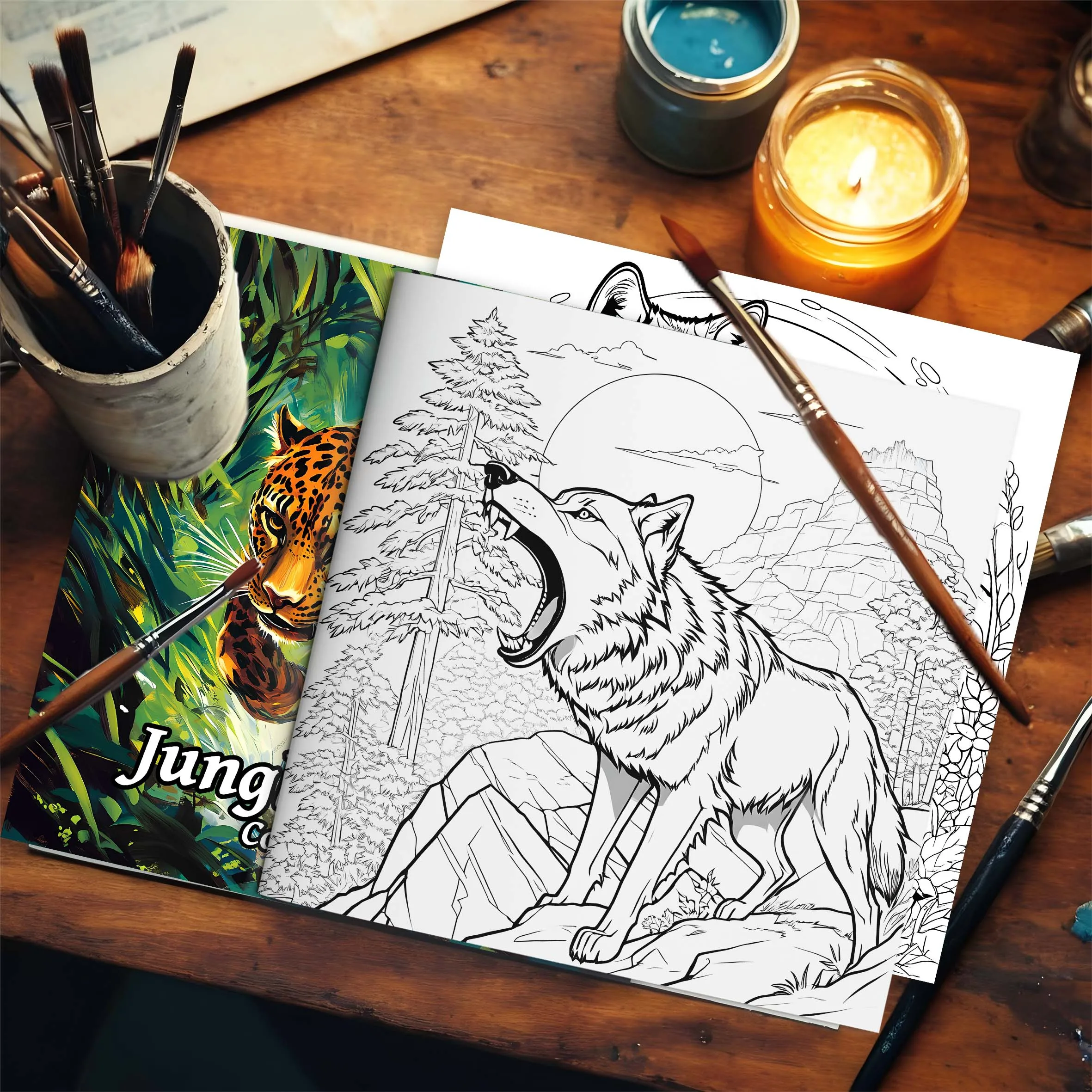Jungle Animals Coloring Book Teenagers Colouring Book, 24 Different Patterns, Stress Relief, Birthday Gift Adults Picture Books image 6