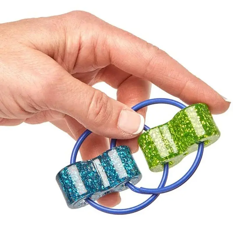 Double Circle Keychain Flip Stress Relieving Chain Fidget Finger Rotator Sensory Toy Keychain Handle Piece Enlightenment Gift