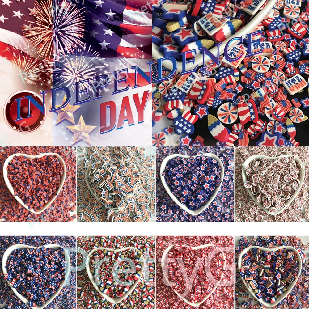 

PrettyG 1 коробка Национальный флаг полимерная мягкая глина пентаграмма сахар зерна смешанные керамические Ломтики для смолы дизайн ногтей своими руками украшение