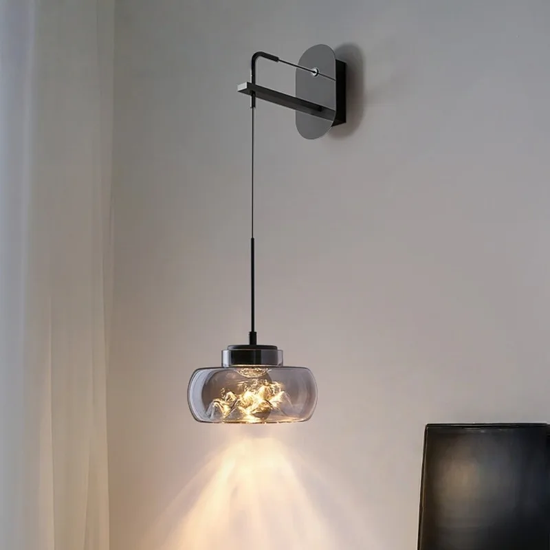 Bedroom bedside chandelier wall lamp, eye protection full spectrum can be lifted and lowered creative personalized decoration