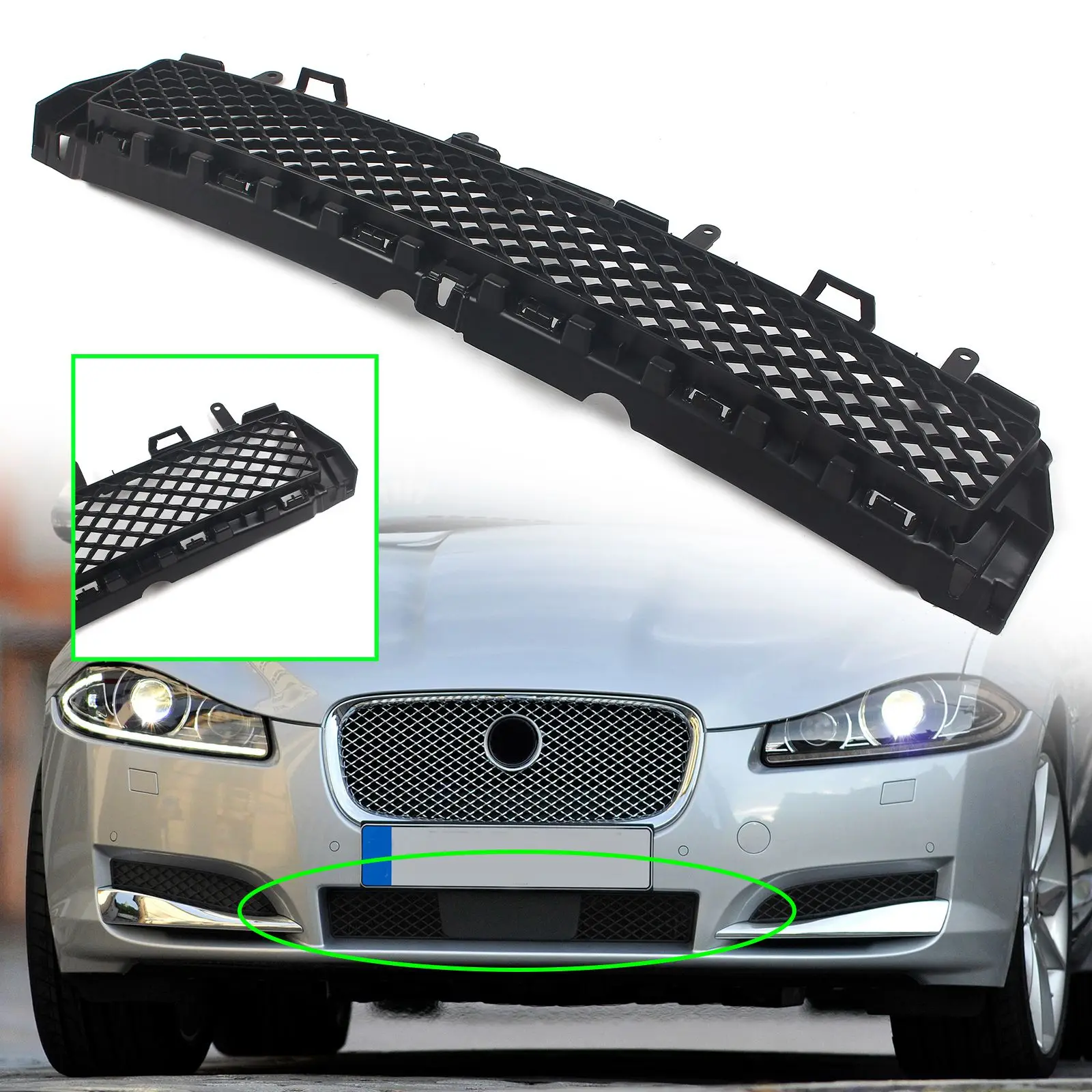 Car Front Center Lower Bumper Mesh Grille Racing Grill Cover For Jaguar XF 2012-2015 W/o Supercharger C2Z13213 Auto Styling Part