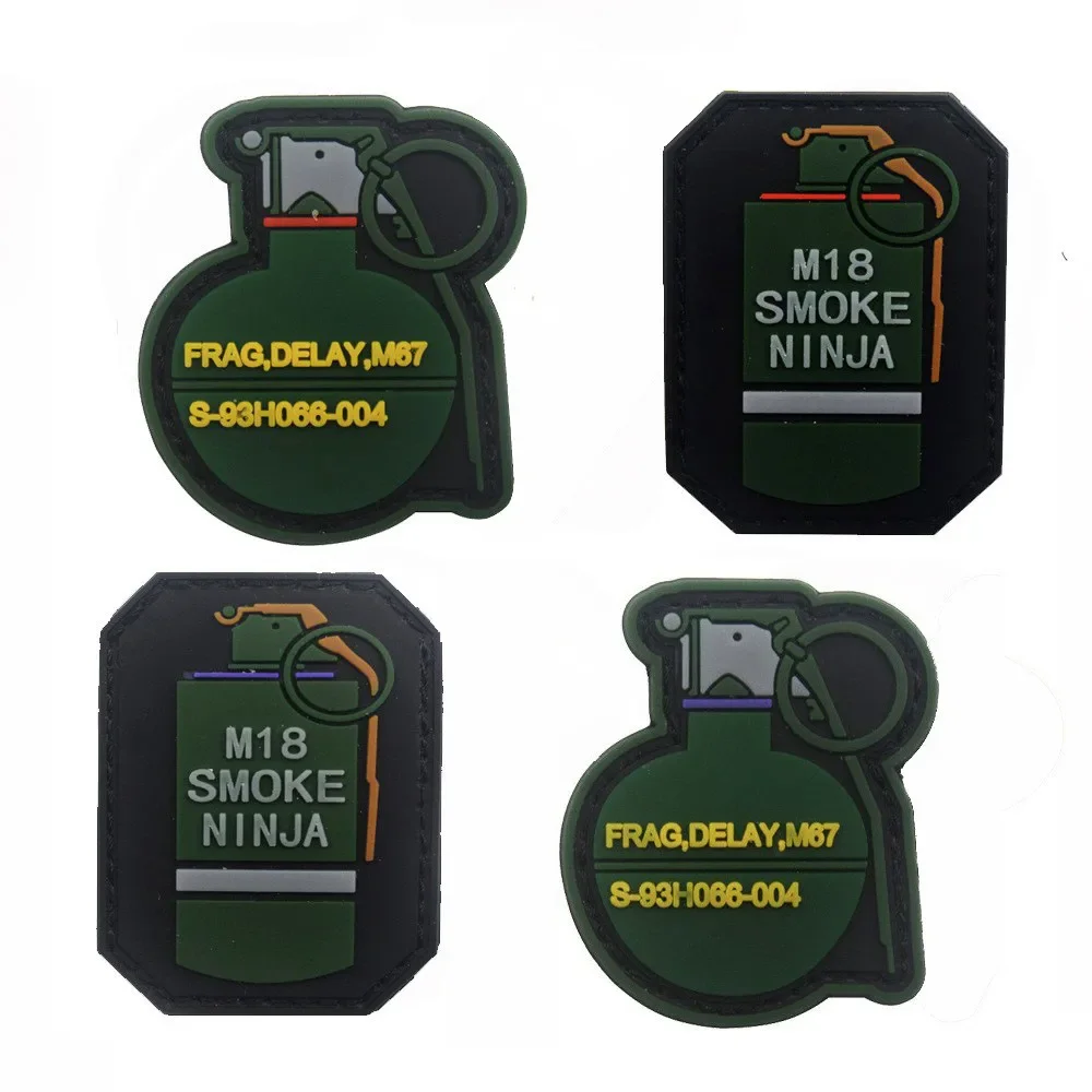 Grenade Shape Hook and Loop Armband Military Tactical Patch PVC Glue Outdoor Clothing Backpack Morale Badge Punk Cloth Sticker