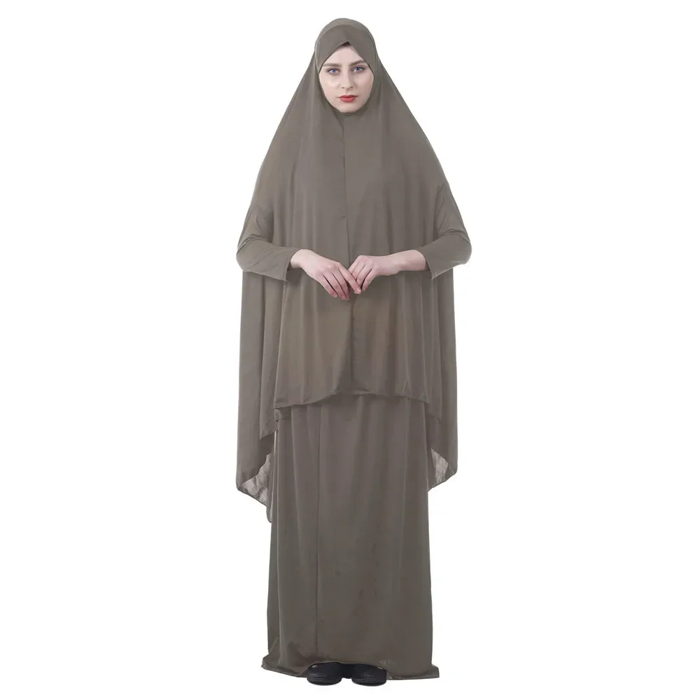 Conjunto de falda Khimar con capucha para mujer musulmana, ropa islámica de Ramadán, Eid Djellaba, Abaya, Turquía, caftán, vestido de oración, 2 piezas