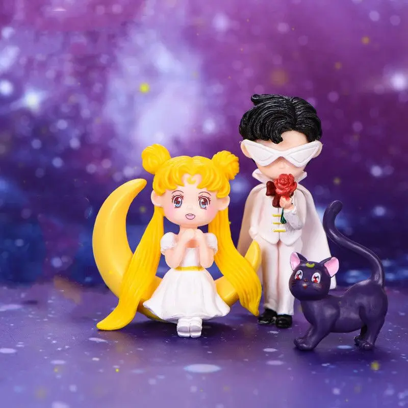 Sailor Moon Luna Chiba Mamoru Cartoon Animation Peripheral Cute Standing Doll Girly Heart Desktop Decoration Car Ornament Gift