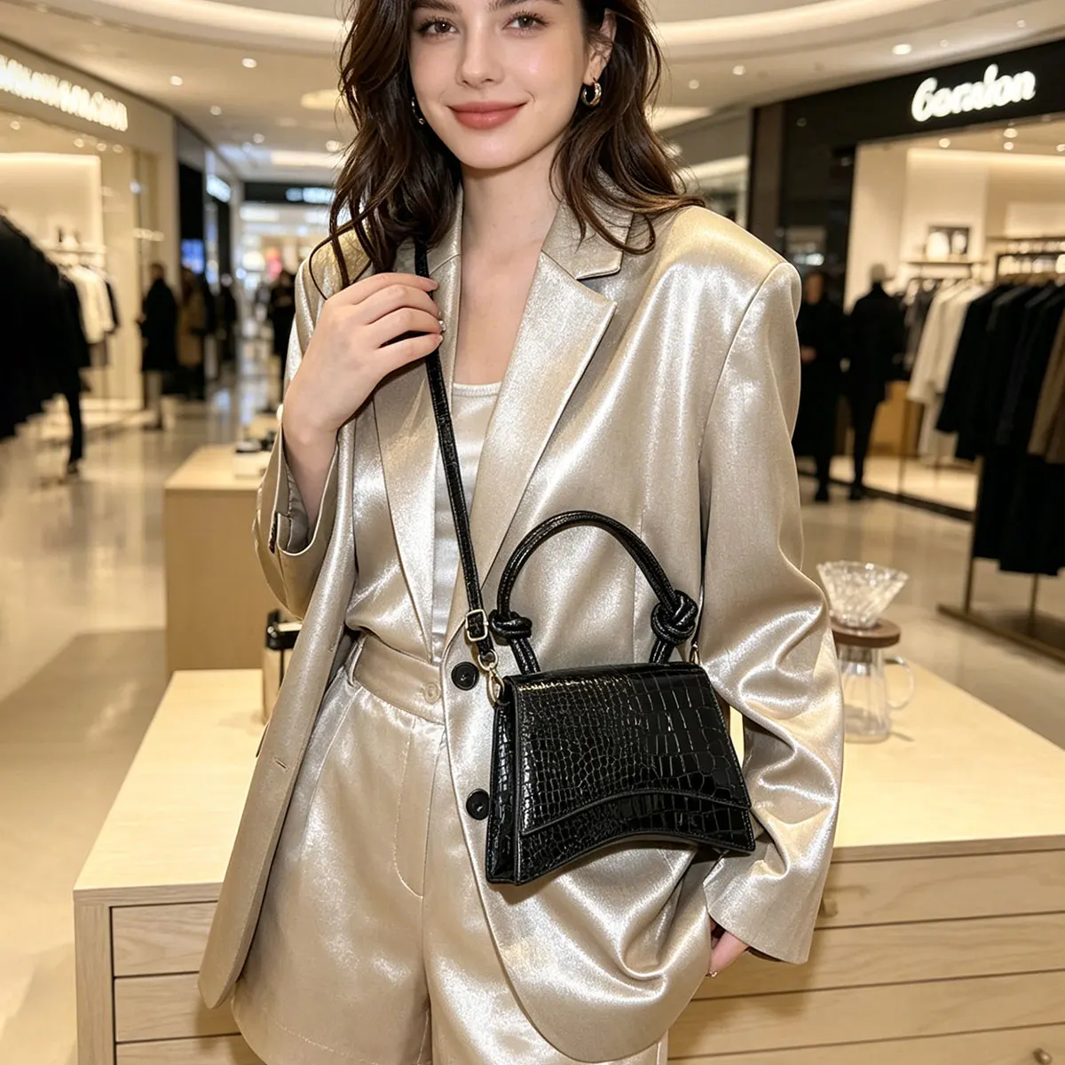 

Fashionable Mini Crocodile Pattern Flip Small Square Bag Candy Colored Shoulder Bag Crossbody Bag Daily Commuting Gatherings