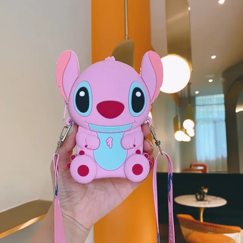 Disney Stirch Children Shoulder Bag Waterproof Silicone Bag Baby Girl Kindergarten Primary coin purse cartoon bag storage bag