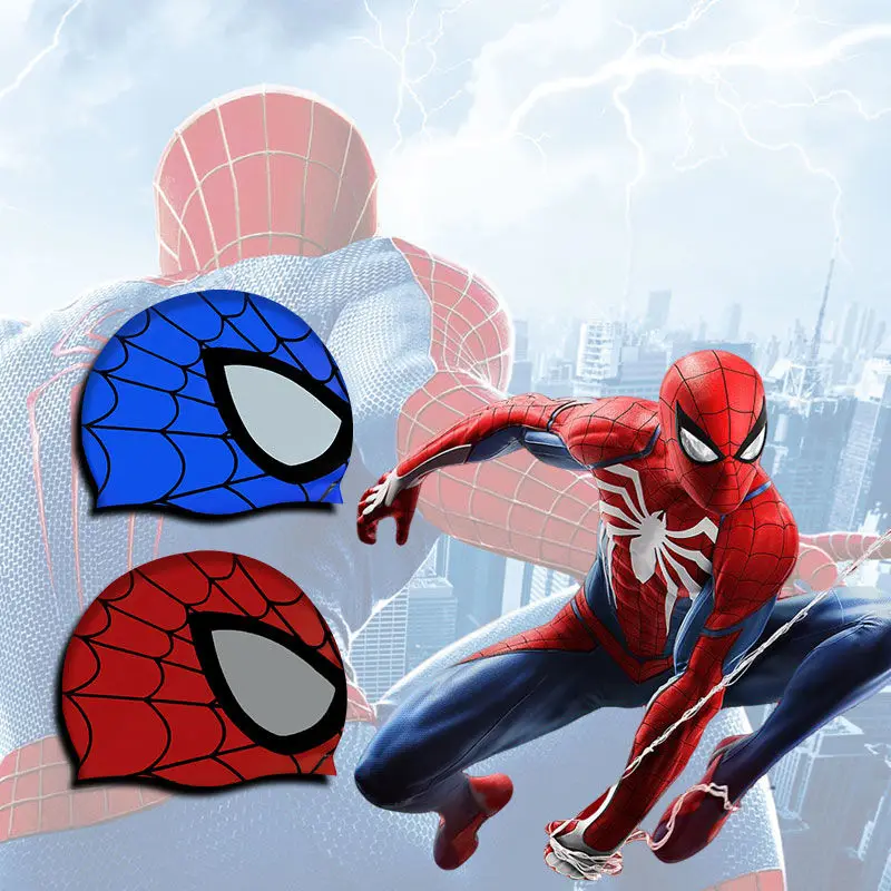 De Avengers 4-spiderman Leuke badmuts Gehoorbeschermer voor kinderen Waterdichte siliconen badmuts Comfortabel niet verstevigend hoofd