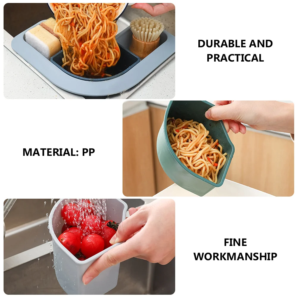 

1pc Sink Strainer Rack Triangular Drain Organizer Kitchen Storage Holder For Pp Material Smooth Edges Easy Install Sink