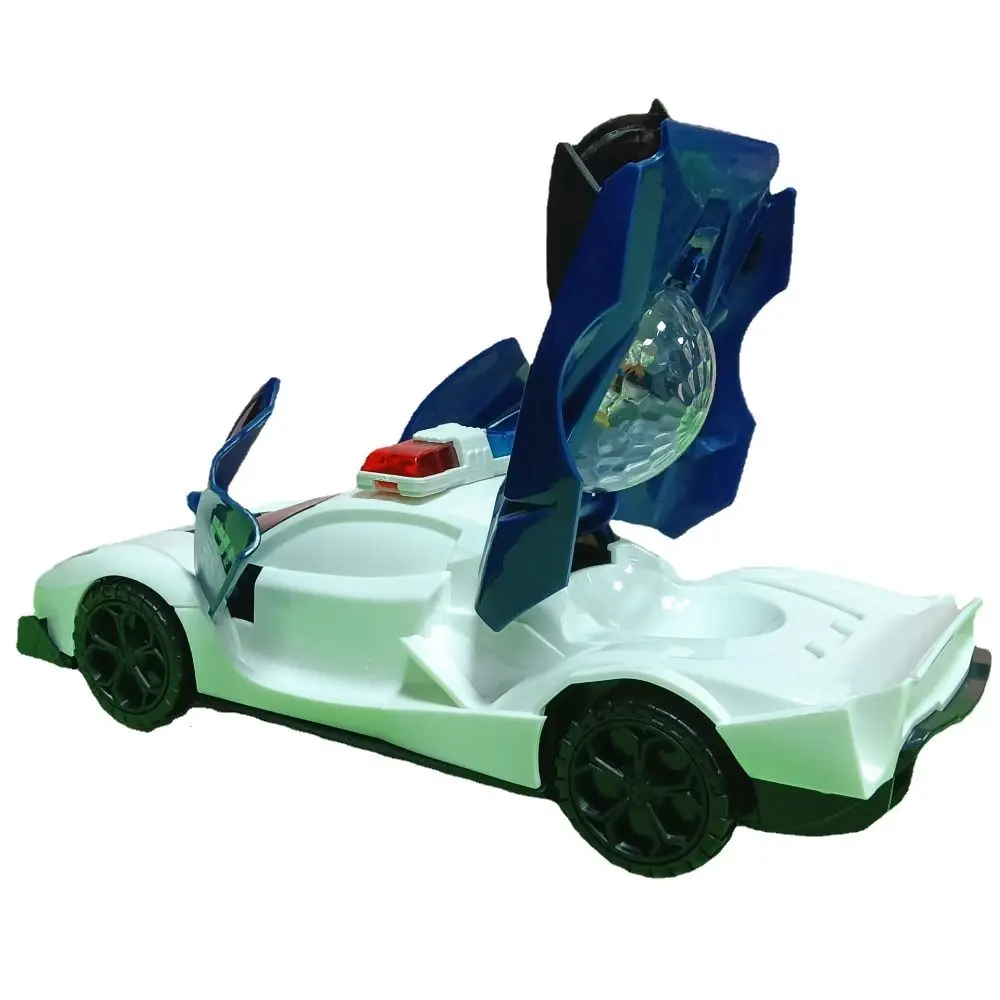

Transform Vehicle 360° Rotating Police Car Toy Sensory Toys Omnidirectional Driving LED Light Police Car Toy Portable Automatic