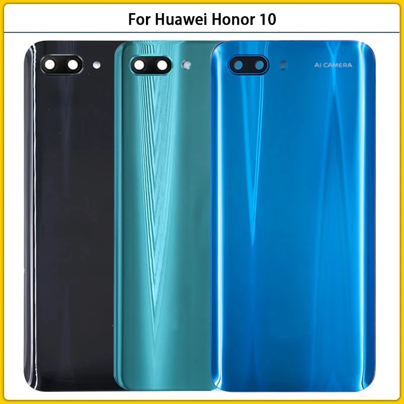 For Huawei Honor 10 COL-L09 COL-L29 Battery Back Cover 3D Glass Panel Honor10 Rear Door Housing Case Camera Lens Adhesive Replac