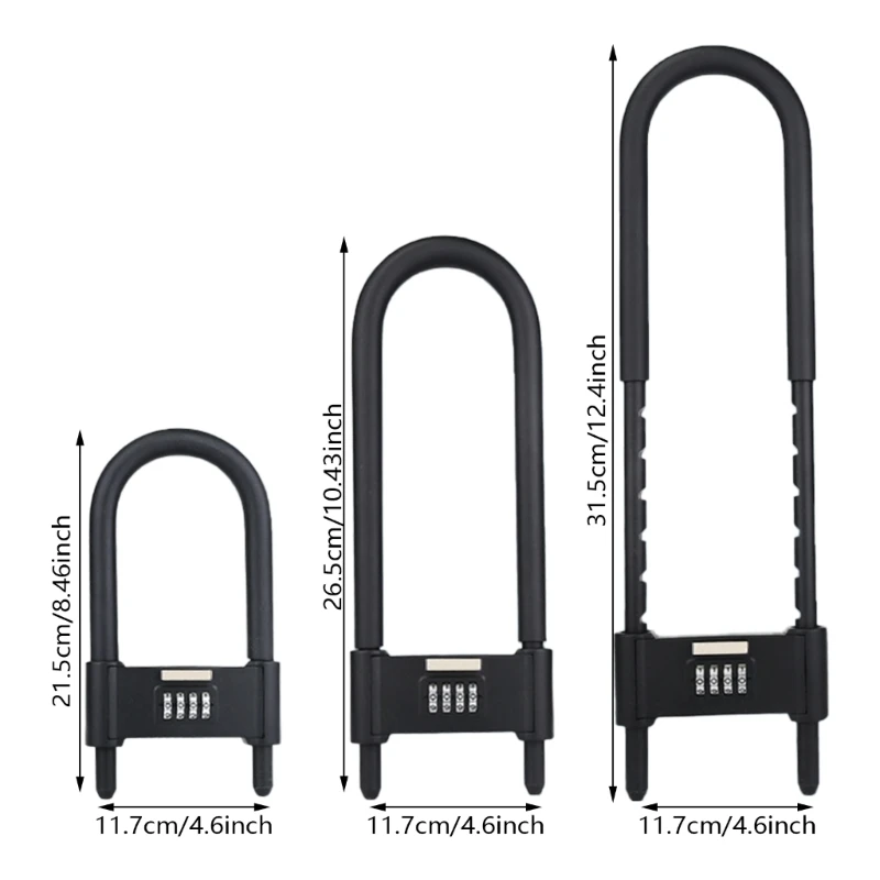 Candado combinación 4 dígitos N7MD, candado grillete largo, candado bicicleta extendido anticizallamiento