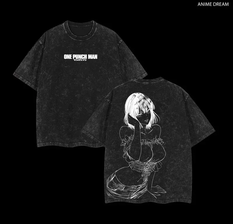 

Футболка ONE PUNCH-MAN Fubuki, милая футболка большого размера в стиле манга, потертая, высококачественная, негабаритная, унисекс, стираная, горячая, мягкая