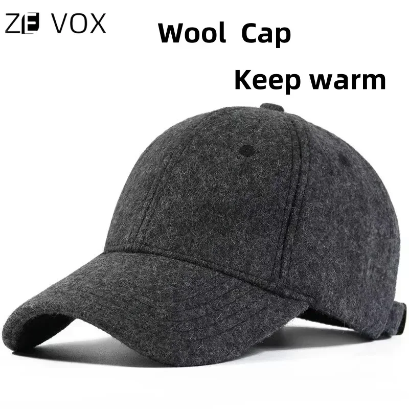 Men\'s Baseball Cap Wool Winter Hat 2021 Thickened Big Head Circumference Hat Fashion Warm Trucker Cap Outdoor Sport Dad Hat