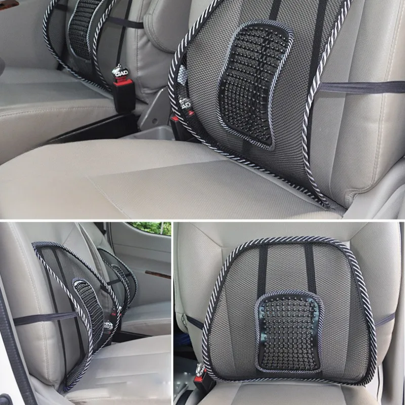 Car Seat Office Chair Massage Back Lumbar Support Mesh Ventilate Cushion Pad Black Mesh Back Lumbar Cushion for Car Driver