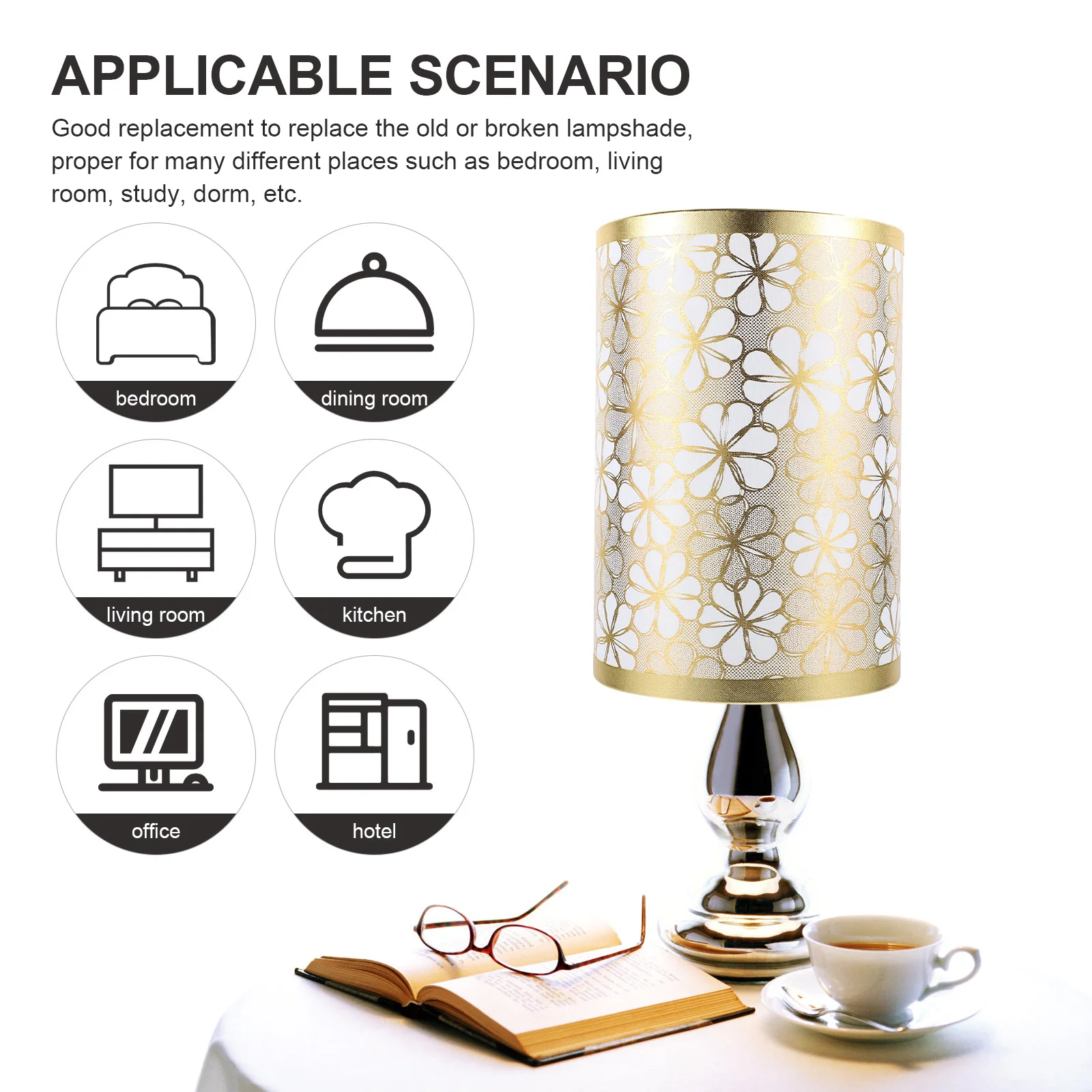 

Flower Lamp Shade Cover Fabric Lampshade Creative Design Table Bedside Floor Light Accessory Simple Sturdy Structure Soften