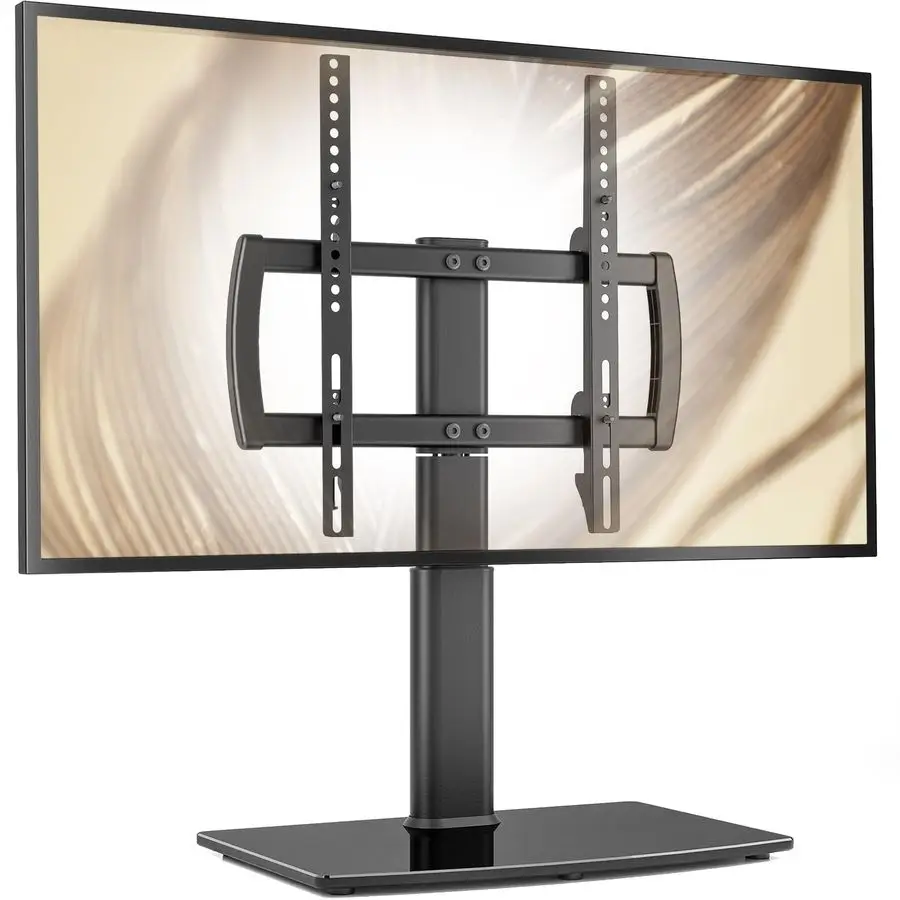 

Swivel Table Top TV Stand 27 to 60 inch TVs 80 Degree Swivel, 4 Level Height Adjustable, Heavy Duty Tempered Glass Base, Holds u