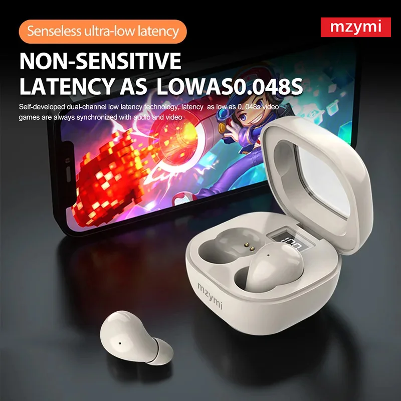 mzymi SK19 TWS Wireless Bluetooth5.3 Headphones In-Ear Invisible Sleep Earbuds With Mic Noise Cancelling Earphones Music Headset