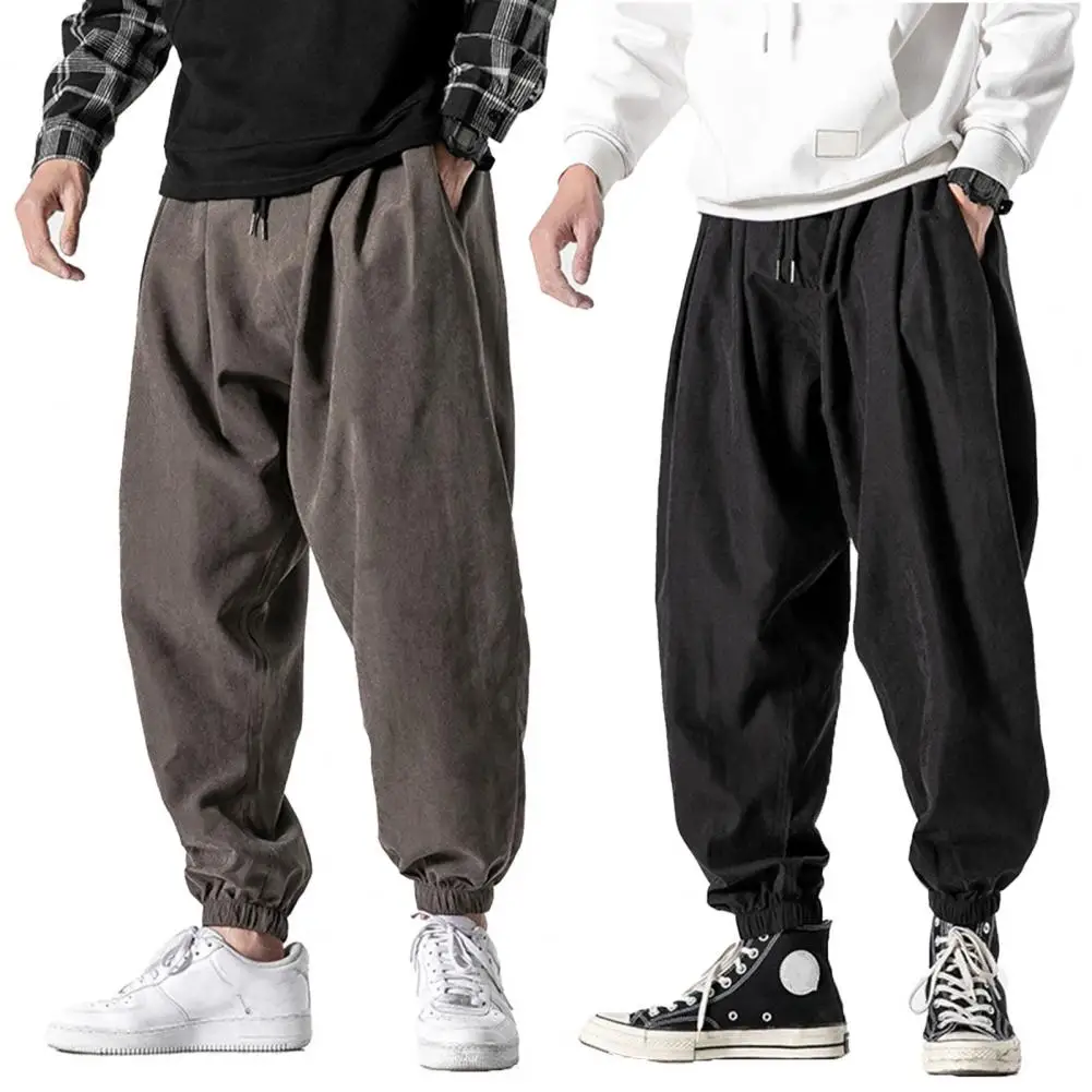 Pantalones bombachos para hombre, pantalón holgado de cintura elástica, Color sólido, con cordón, estilo Hip Hop, 2023