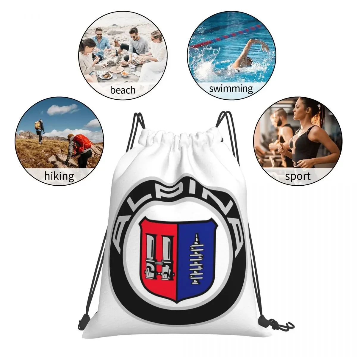 Alpina - Classic Car Logos Backpacks Drawstring Bags Drawstring Bundle Pocket Sundries Bag BookBag For Man Woman Students