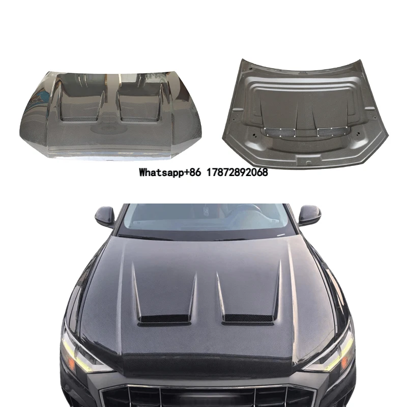 

2019-2024 Carbon Fiber Hood New Condition for Style Dry Carbon Fiber Black Bolt-On for Q8