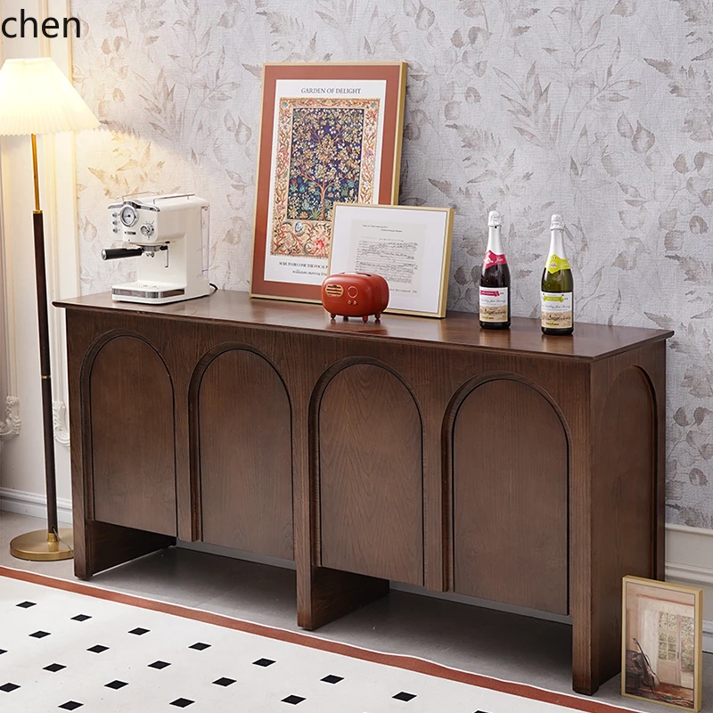 

LXC medieval arched door solid wood dining side cabinet tea porch storage chest living room household