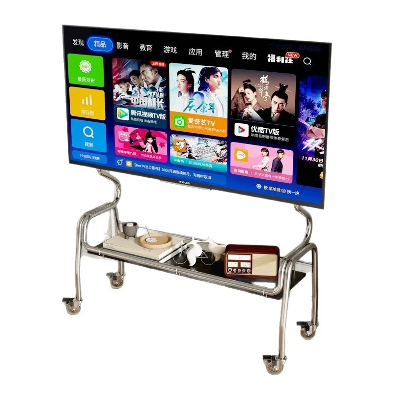 

Medieval TV bracket Floor to ceiling removable with wheels Living room bedroom simple hanger