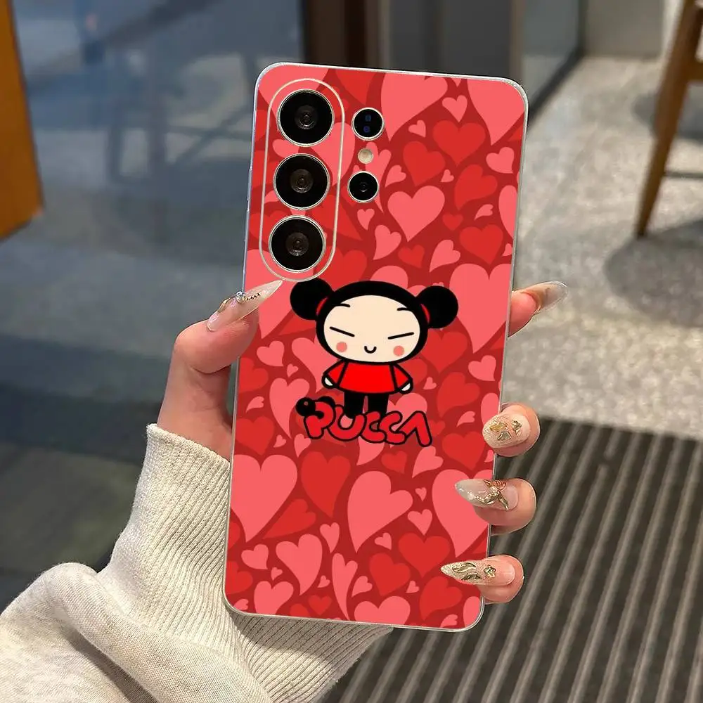 Cute P-Pucca Y G-Garus   Phone Case For Samsung S25,S24,S21,S22,S23,S30,Ultra,S20,Plus,Fe,Note,10,9,5G Transparent Cover