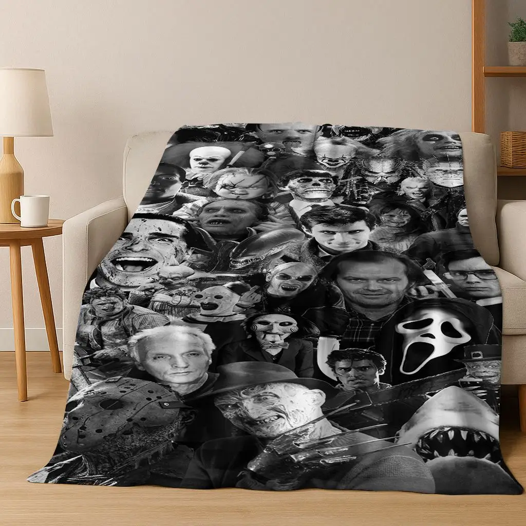 الرعب تشاكي Pennywise مهرج هالوين المنشار فريدي كروجر الفانيلا بطانية لينة بطانية دافئة لغرفة النوم غرفة المعيشة السرير نزهة