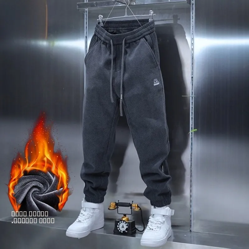 

Мужские зимние трикотажные брюки на флисовой подкладке, прямой крой, на шнурке, свободный крой, из качественного полиэфирного волокна, для делового стиля...