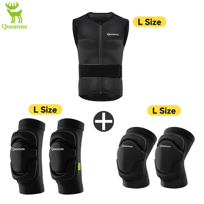 3Pcs/set Ski Protective Vest Armor Jacket Elbow&Knee Pads CE Level 1 Impact Protection Back Protector Snowboard Skiing Outdoor