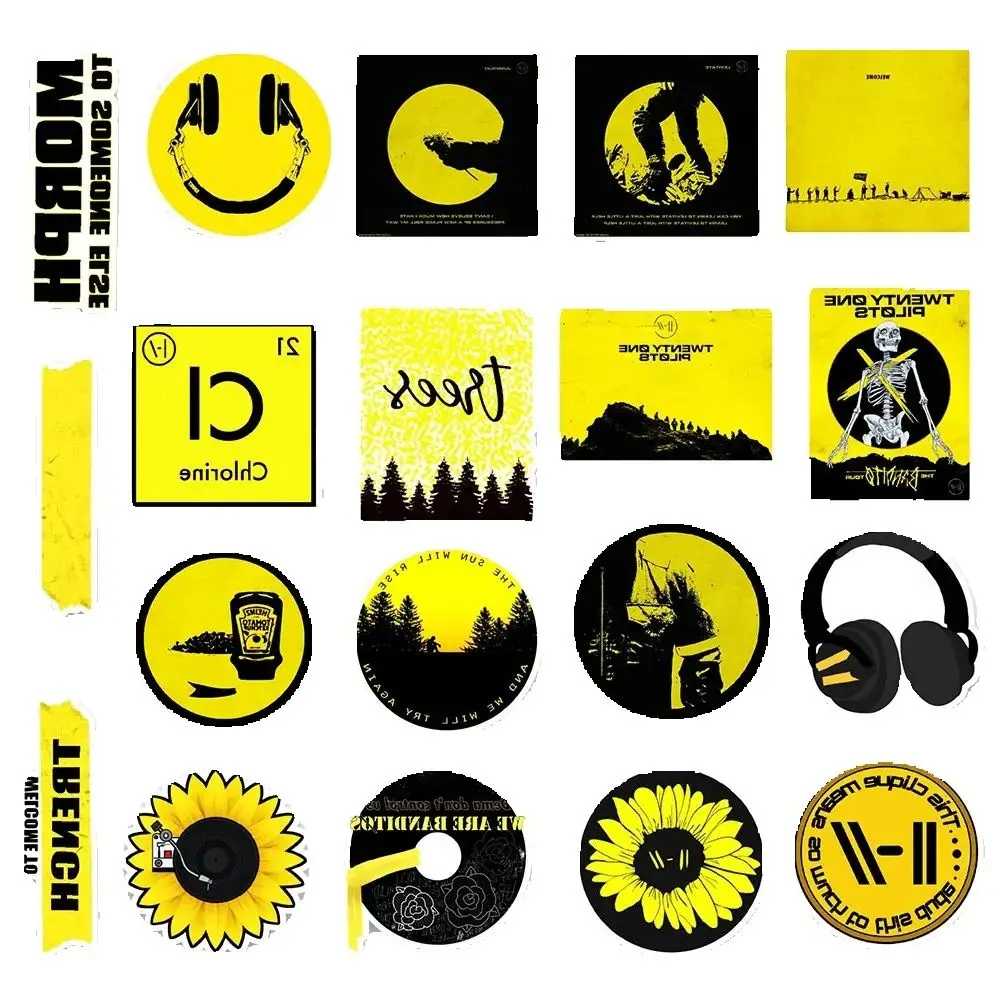 50PCS 노란색 만화 맞춤형 낙서 멋진 스티커 장난감 노트북 iPad 스케이트 보드 방수 스티커