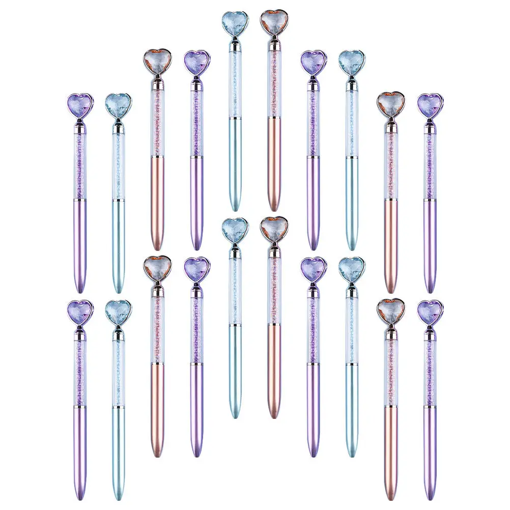 

20Pcs Colorful Crystal Ballpoint Pens Portable Heart Shape Writing Pen Smooth Ink Office School Students Daily Use Creative Pen