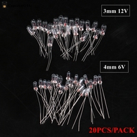 20pcs Miniature Bulb 3mm/4mm 6V 12V Lamp Light Bulb Edison Incandescent Filament Rice Wholesale