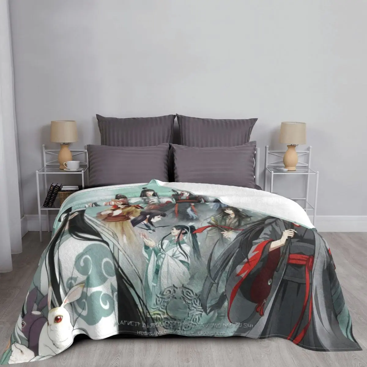 Mo Dao Zu Shi Blankets Fleece Printed Fanart Lan Wangji Breathable Soft Throw Blanket for Home Couch Rug Piece