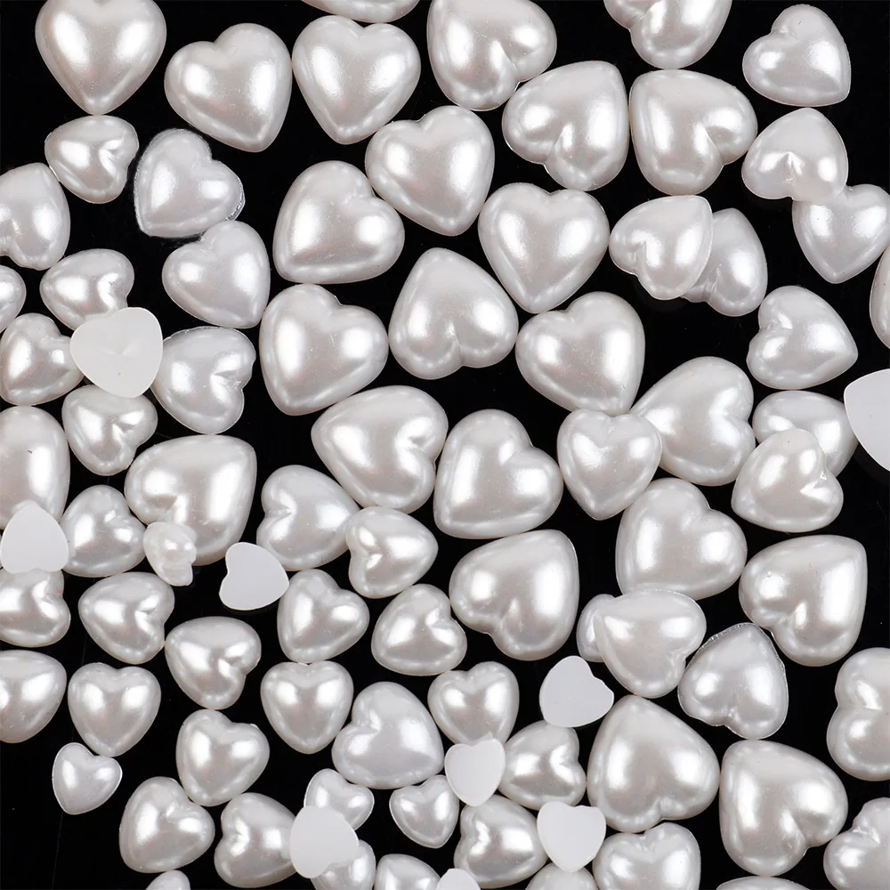 6/8/10/12mm  Heart  Flatback Beads Pearl Bead  For DIY Crafts Garment Bag Shoe Nail Art /Eyes  Decoration A0210