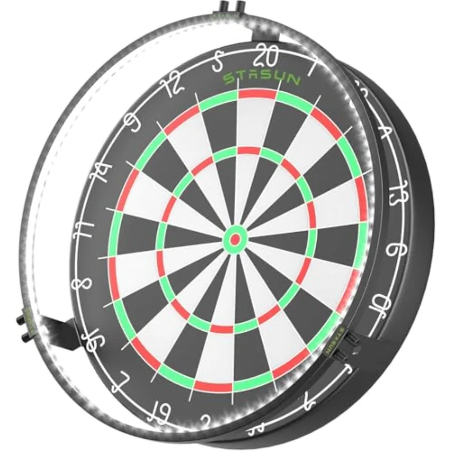 

360 dartboard lighting for home/pub use, white ABS plastic, cool white 6500K, dimmable LED ring light with magnetic mounting an