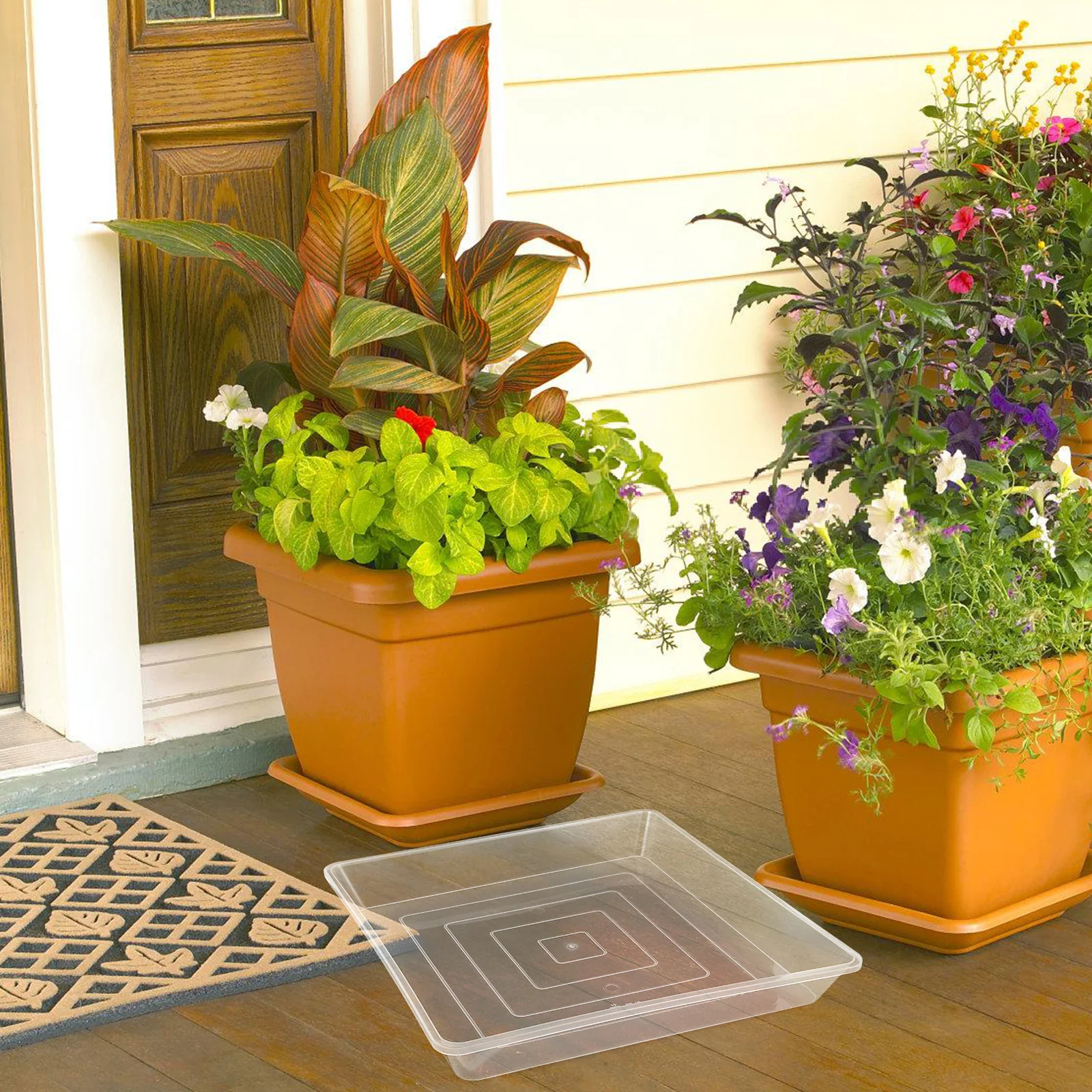 

2pcs 16 Inch Square Plastic Planter Tray Flower Pot Base Drip Saucer Planters Bonsai Drainage Accessories