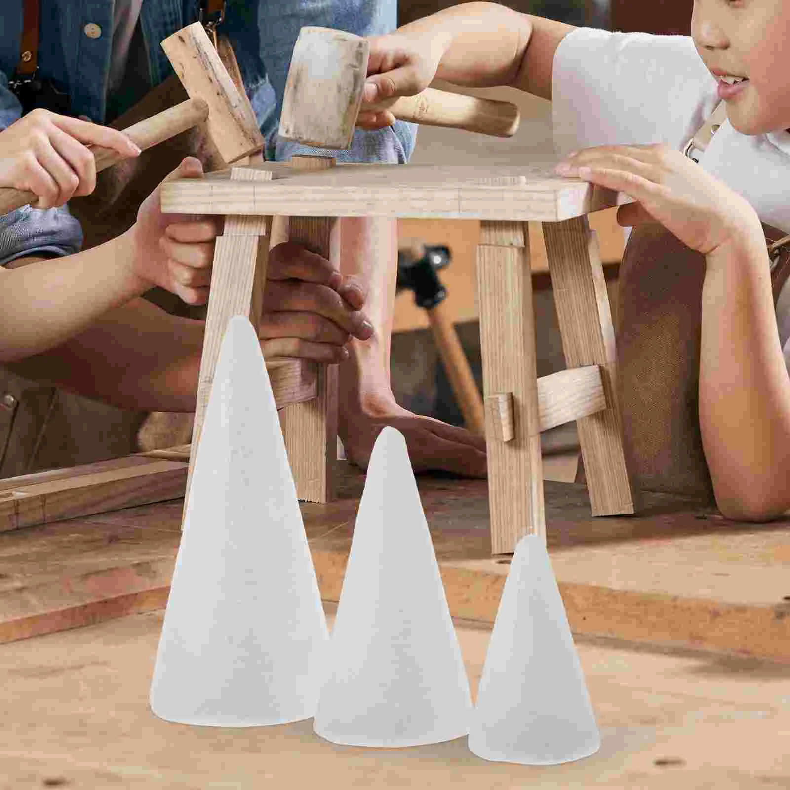 30 Pcs Foam Cone DIY Ornament White Christmas Ornaments Ball Things to Paint Shape Xmas Tree Cones Child Kids Toys