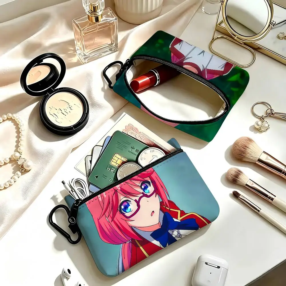 1pc Airi Sakura Classroom Of The Elite Coin Purse With Carabiner Hook Portable Key Card Wallet Small Zipper Storage Pouch