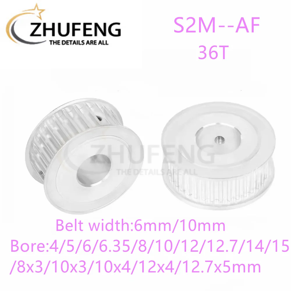 S2M AFTiming Pulley36T ToothTeethBore4/5/6/6.35/8/10/12/12.7/14/15/8x3-12x4mm Synchronous Wheels Width6/10/mmBelt 3DPrinterParts