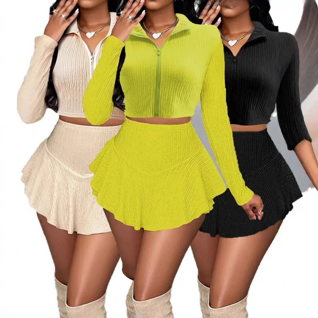 

Women's Two-Piece Sports Suit High-Waist Running Short-Sleeved Zipper Stand-Up Collar Lapel All-In-One Fitness Outfit