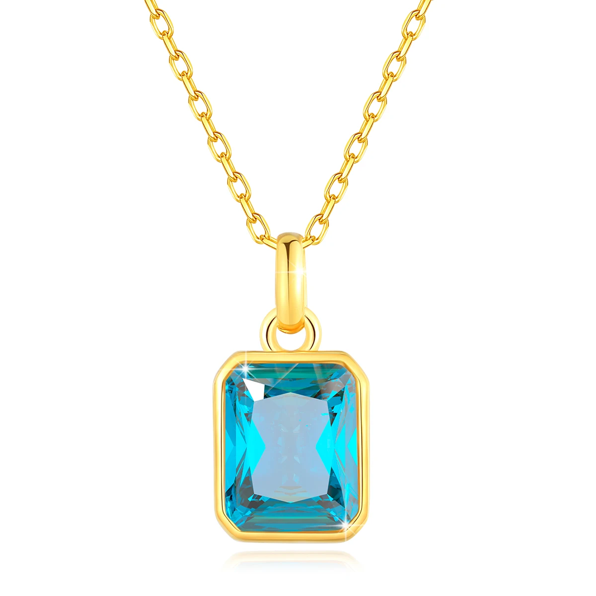 

100% Real 18k Gold Necklace Pendant Women 8*10mm Blue Stone AU750 K Gold Jewelry With Certificate Wedding Anniversary Gift Sale