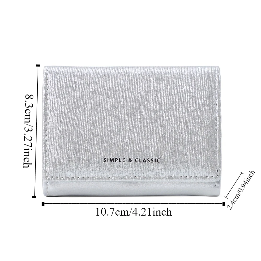 Fashion Shiny Trifold Walle Pearlescent Sweet Women Short Wallet Multi-card Slot Card Pocket Card Holder Outdoor