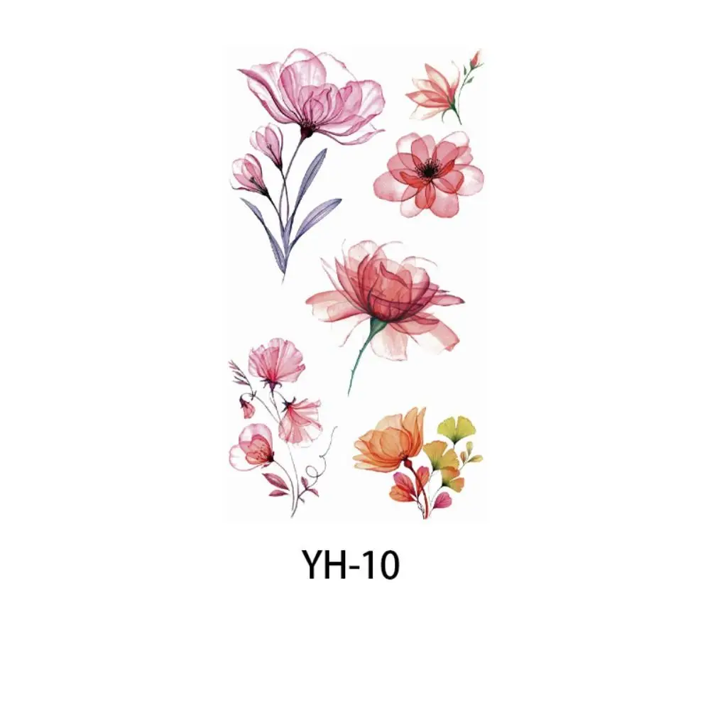 Disposable Watercolor Cherry Blossom Tattoo Sticker Waterproof Small Fresh Temporary Tattoo Sticker Coloured Drawing Anti Sweat