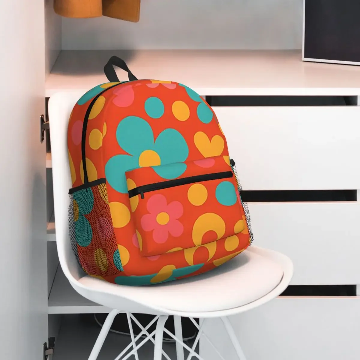 

Рюкзак в стиле ретро, поп, цветочный узор, яркие цвета, рюкзак, большая вместительная детская сумка для книг, школьная сумка, сумки на плечо для мужчин и женщин