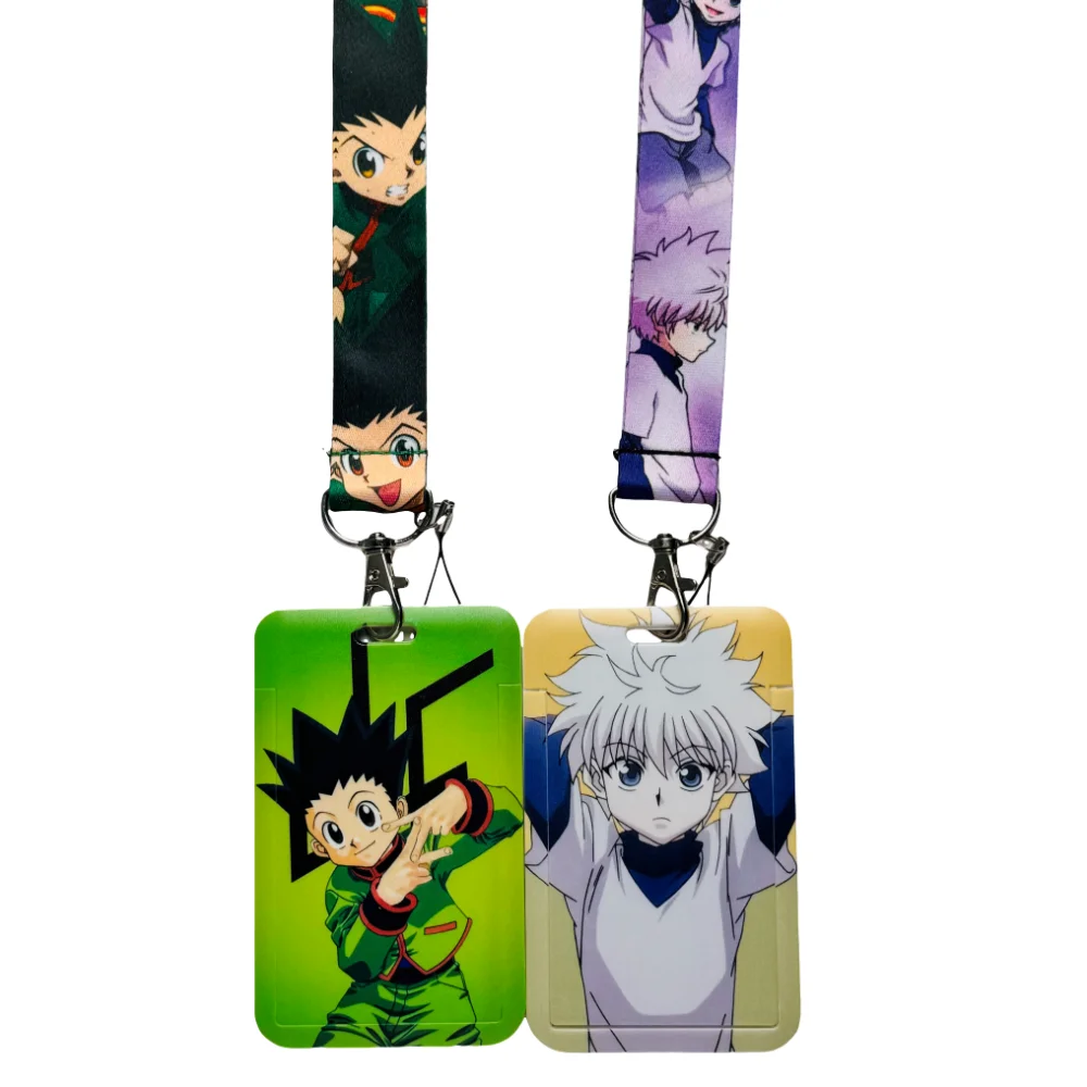 Porte-cartes avec personnages d'anime, lanières pour clés, sangle de cou, Badge, porte-clés, couverture de carte d'identité, Bus de crédit, corde de suspension, lanière Lariat