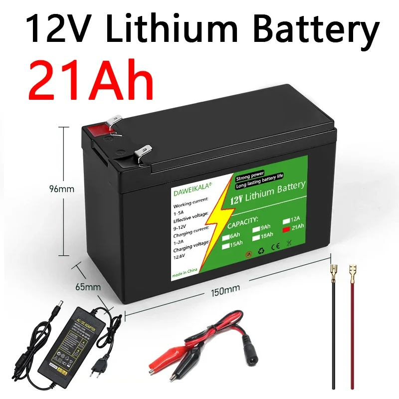 12V 21Ah 18650 Lithium Battery Pack 3S7P Rechargeable Battery for Solar Energy Electric Vehicle Battery 12.6v 3A Charger