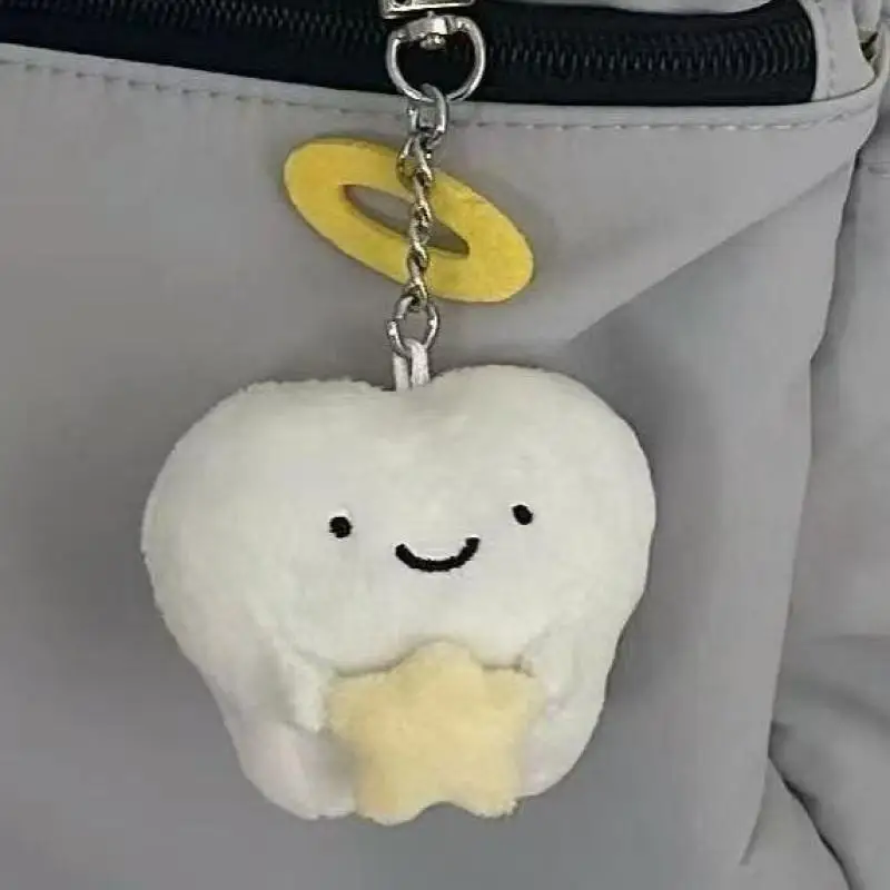 [JT] 1 Pezzo Portachiavi Peluche Ali di Dente, 1 Pezzo Ciondolo Creativo Carino Kawaii a Forma di Cartone Animato per Decorazione Zaino Borsa, Accessori Regalo